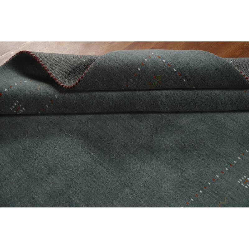 Hand Knotted Oriental 100% Wool Carpet Tribal Tribal Navy Blue & Blues Gabbeh Area Rug - 7' 8'' X 5' 0''