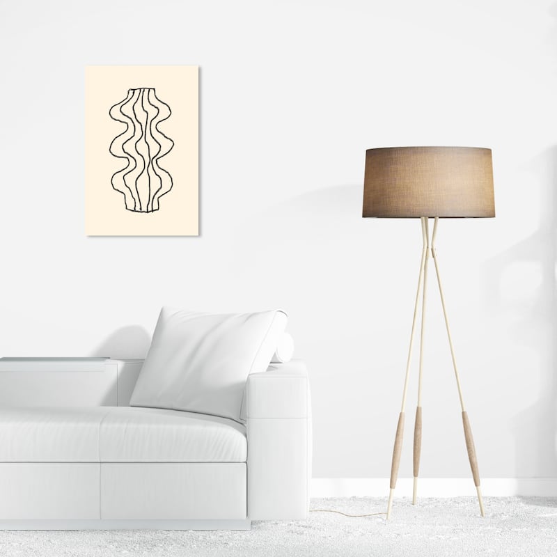 Wynwood Studio Canvas Abstract Lineal Garlics Black and Vanilla Modern & Contemporary Wall Art Canvas Print - 24 x 16