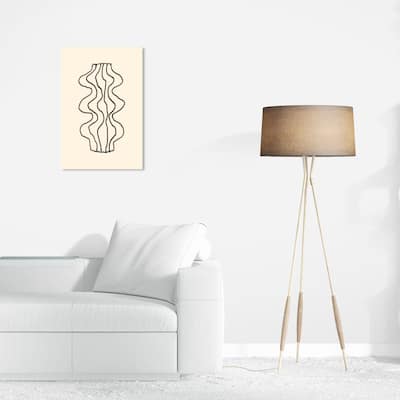 Wynwood Studio Canvas Abstract Lineal Garlics Black and Vanilla Modern & Contemporary Wall Art Canvas Print
