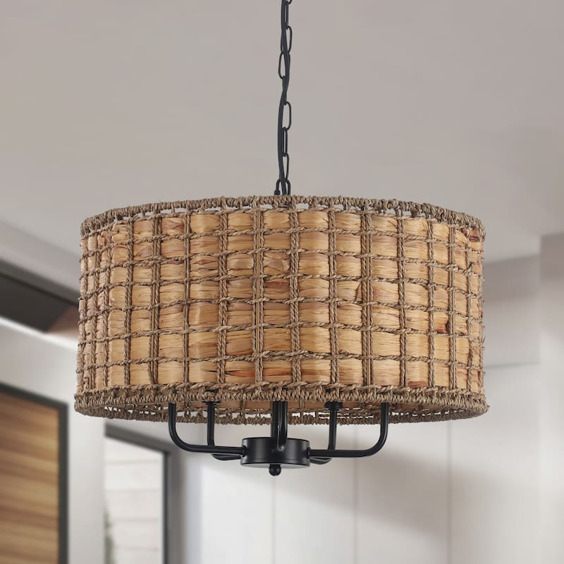 5-Light Candlestick Circle Hanging Farmhouse Chandelier Linear Island Chandelier Lighting for Dining Room