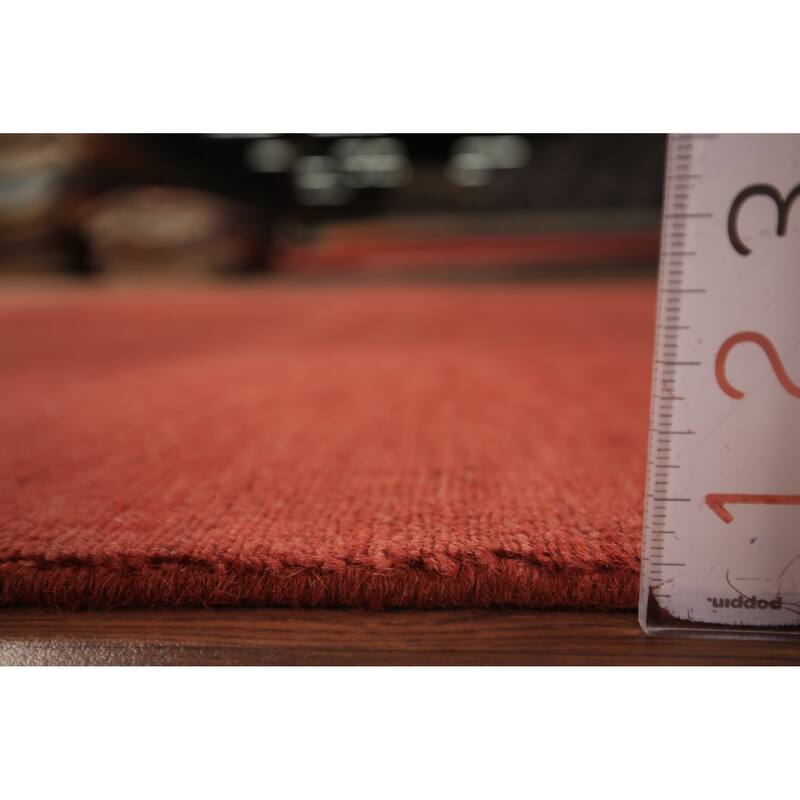 Gabbeh Modern Area Rug Hand-Knotted Solid Orange Wool Carpet - 4'11" x 6'7"