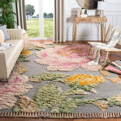 SAFAVIEH Hand-Knotted Kenya Dayami Floral Wool Tassel Fringe Rug