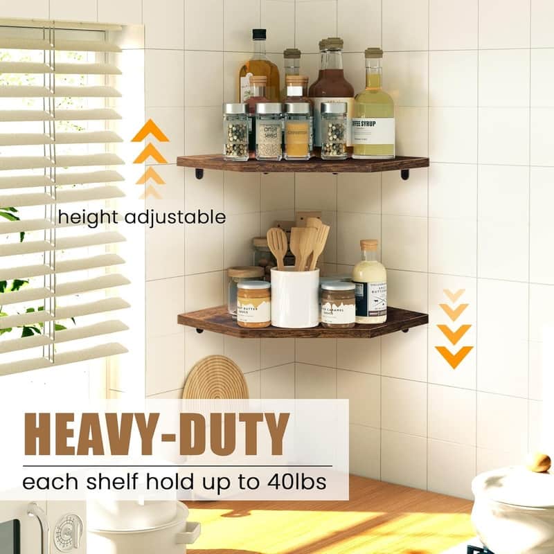 Corner Shelf Wall Mount, Floating Corner Shelves, Set of 4