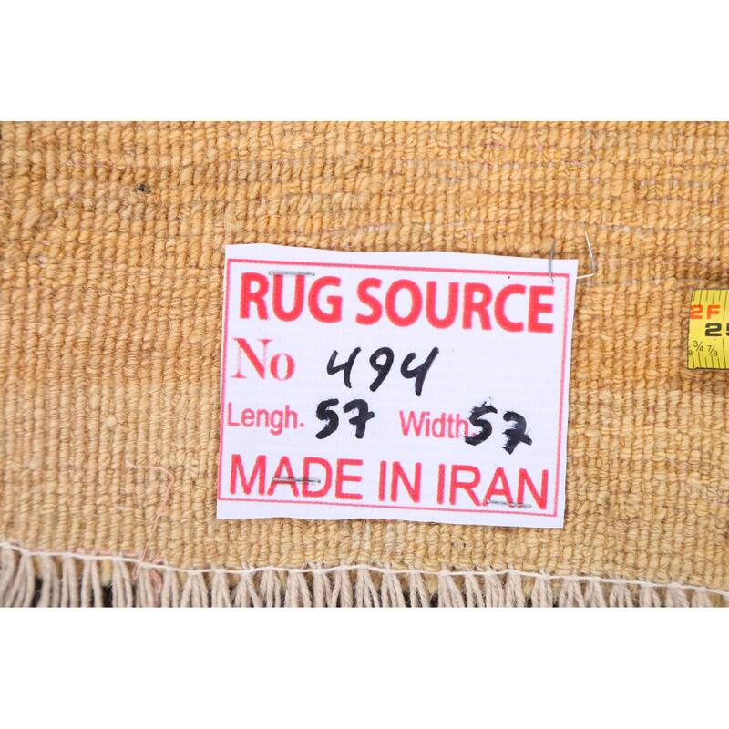 Solid Contemporary Gabbeh Persian Area Rug Wool Handmade Carpet - 1'8" x 1'10" Square