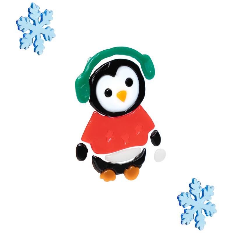8-Piece Penguin and Snowflake Gel Christmas Window Clings 7.75"