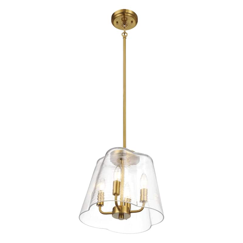 Four Candle Lights Pendant With Clear Glass - Black Finish