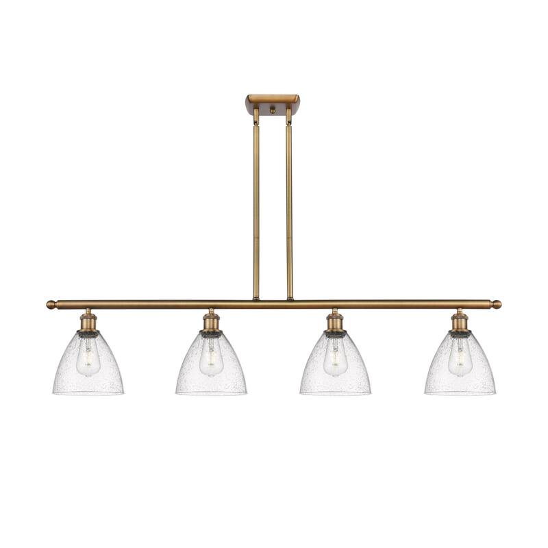 Innovations Lighting 516-4I-11-48 Bristol Linear Bristol Glass 4 Light - Brushed Brass / Seedy