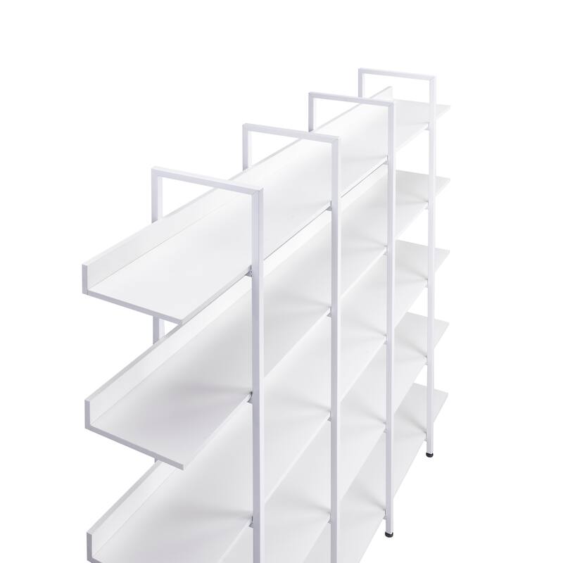 Roomfitters 5-Tier Bookcase for Home Office, Open Bookshelf with MDF Board and Black Metal Frame, Vintage Style