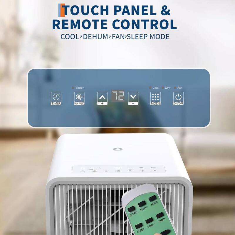 14,000 BTU Portable Air Conditioner with Drainage-Free, Remote Control for Large Room, Campervan, Office - N/A
