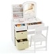 preview thumbnail 2 of 18, Gymax Kids Vanity Set Princess Makeup Desk & Chair w/ Mirror & Lights White