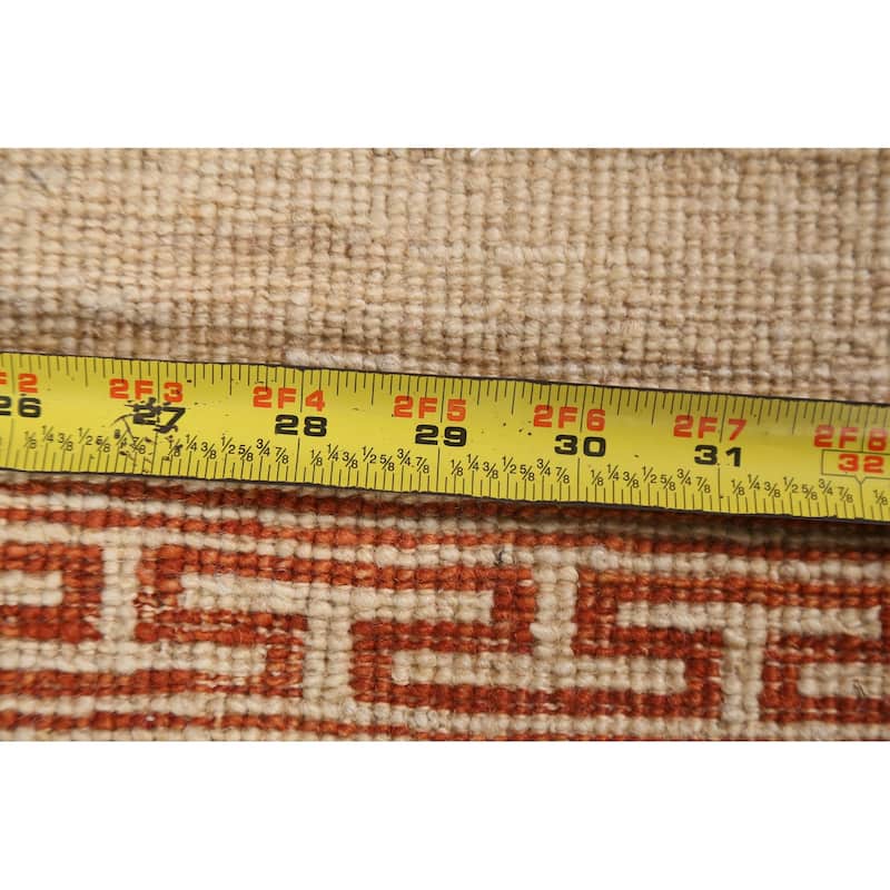 Geometric Bordered Wool Gabbeh Kashkoli Oriental Area Rug Hand-knotted - 3'2" x 5'4"