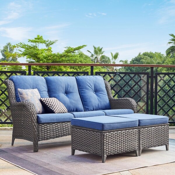 Outdoor couch best sale and ottoman