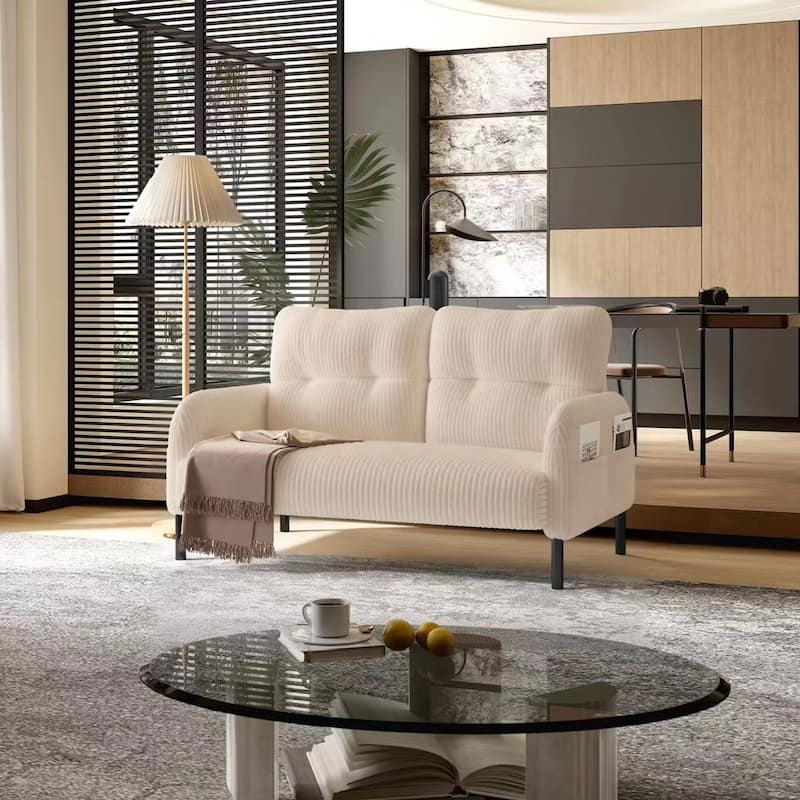 Corduroy Fabric,Comfortable Monochrome Double Sofa,Suitable For Living Rooms And Bedrooms