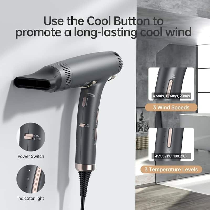 Foldable Low Noise High-Speed Negative Ion Hair Dryer