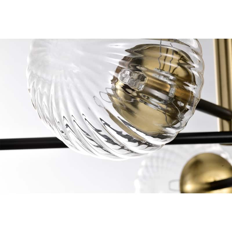 Atlas 32 Inch Globe Clear Glass Semi Flush Mount 6 Light - N/A