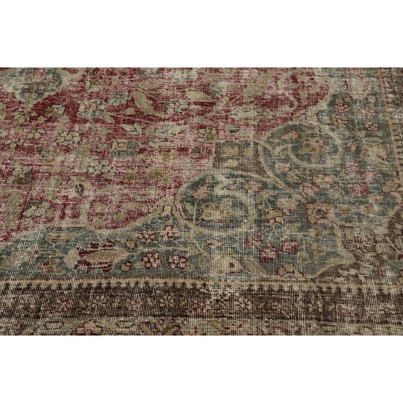 Hand Knotted Oriental 100% Wool Carpet Traditional Floral Red Tabriz Area Rug - 11' 10'' X 8' 8''