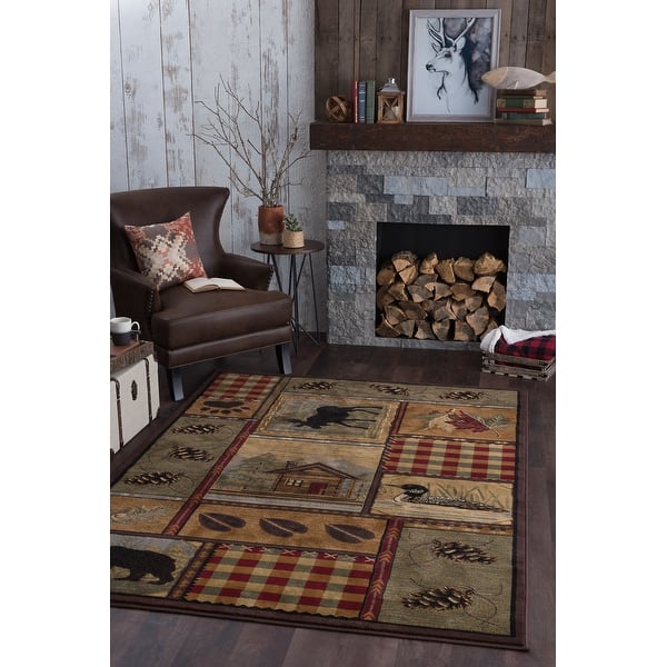 slide 2 of 20, Area Rug & Runner - Lodge Cabin Farmhouse Rugs for Living Room Bedroom Dining Room Kitchen 2x3/ 3x8 / 5x7 / 8x10 / 9x12 / Round 3'11'' x 5'3'' - Multi