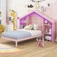 preview thumbnail 3 of 41, Rustic Wood Platform Bed with House-Shaped Headboard & Built-in LED
