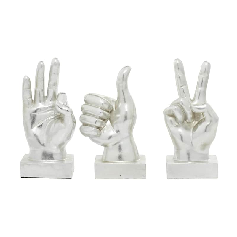 Dark Gray or Silver Polystone Hands Decorative Sculpture (Set of 3)