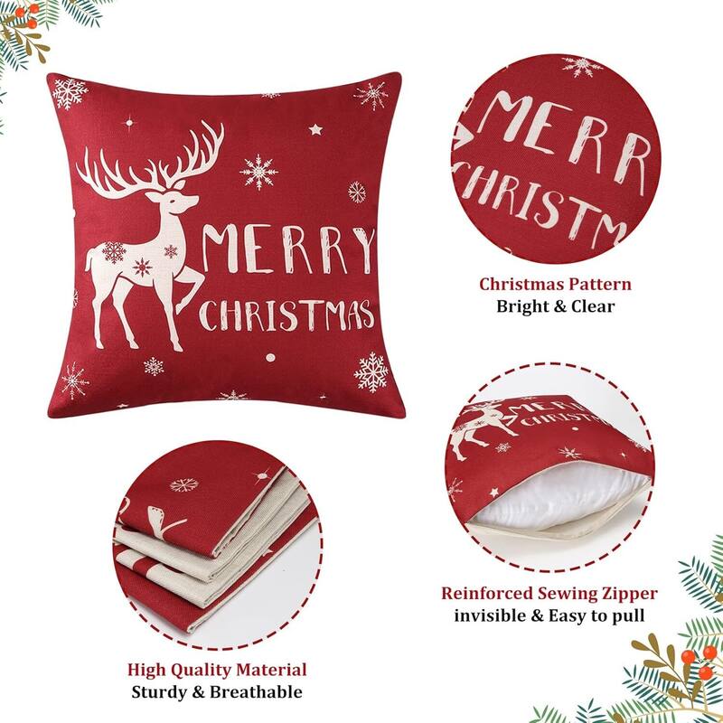 18x18 inch Set of 4 Christmas Decorations Pillow Covers, Pillow Case