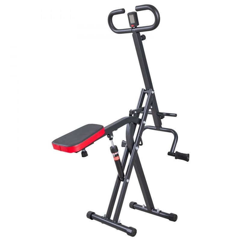 Black Steel Deep Squat Machine with 12-Level Hydraulic Resistance and Adjustable Seat - 35.4 x 22.8 x 44.1 in