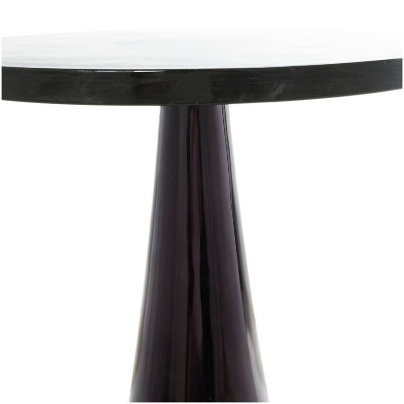 Gold or Black Aluminum Cone Geometric Accent Table with Textured Glass Tabletop
