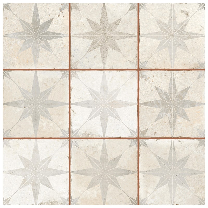 Merola Tile Harmonia Kings Star White 13" x 13" Ceramic Floor and Wall Tile