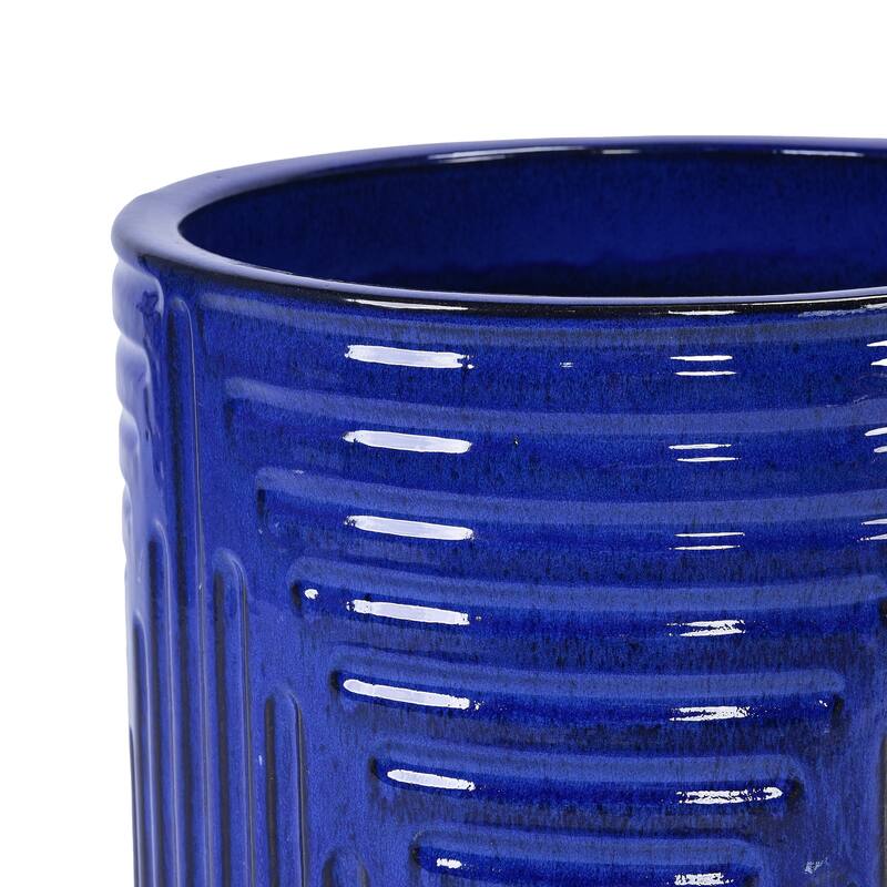 Anmytek Ceramic Round Planter with Drainage for Indoor Outdoor