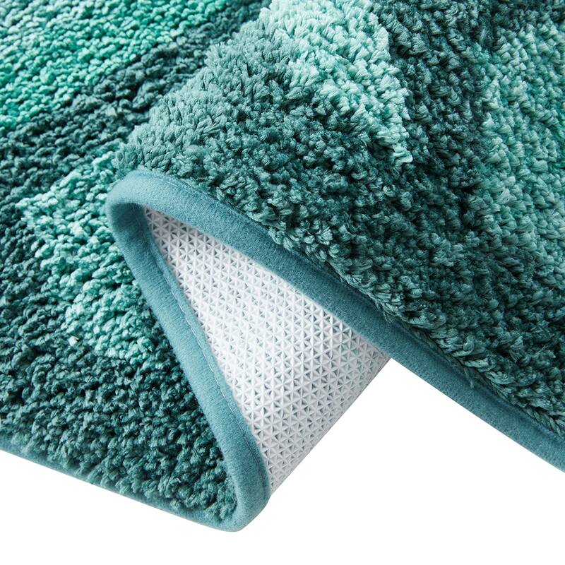 Clara Clark Non Slip Shaggy Bath Rug Set - Chevron Design Ultra Soft Bathroom Mat