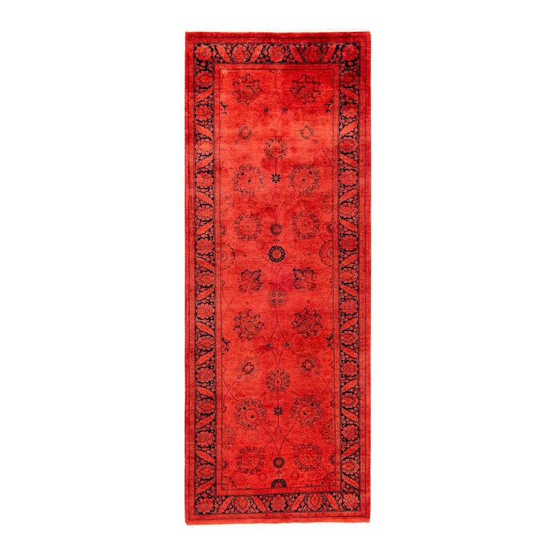 Contemporary Overdyed Wool Hand Knotted Runner - 3' 0" x 8' 5"
