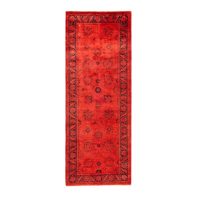 Contemporary Overdyed Wool Hand Knotted Runner - 3' 0" x 8' 5"
