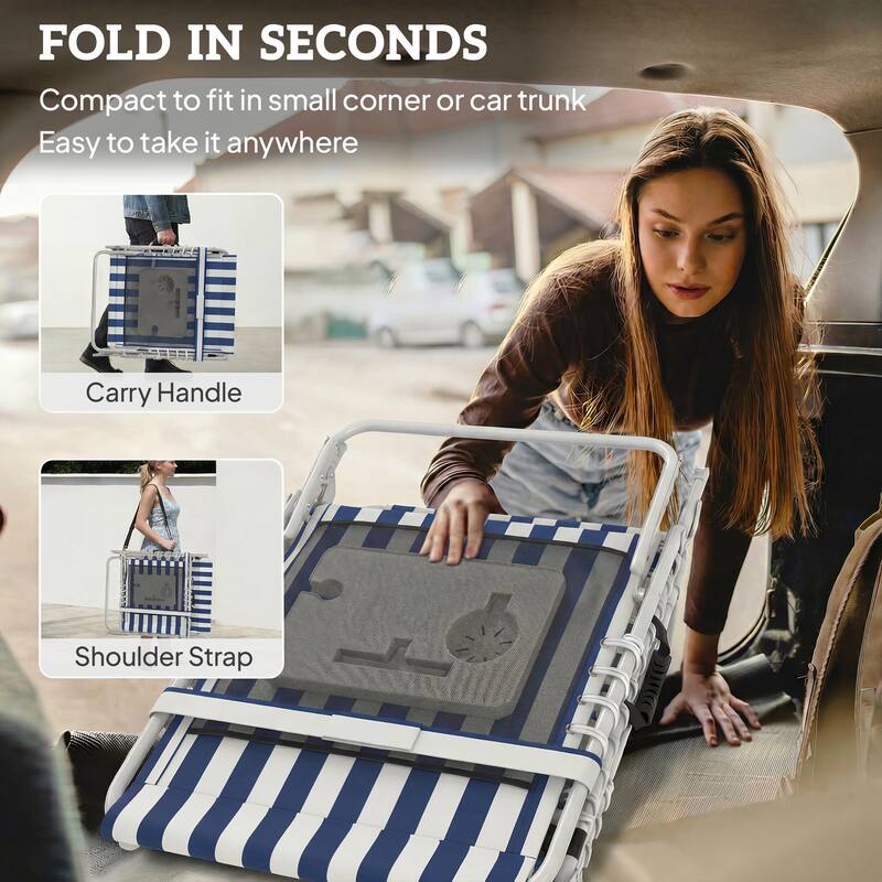 Outsunny Tanning Chair with Face Hole, Side Table, 5-Position Reclining Folding Chaise Lounge Chair