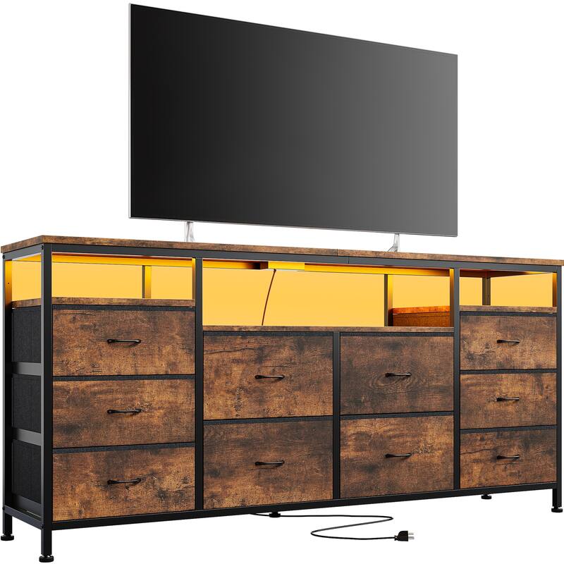 10 Drawer Dresser Tv Stand for 65 70 75 Inch Tv - Brown