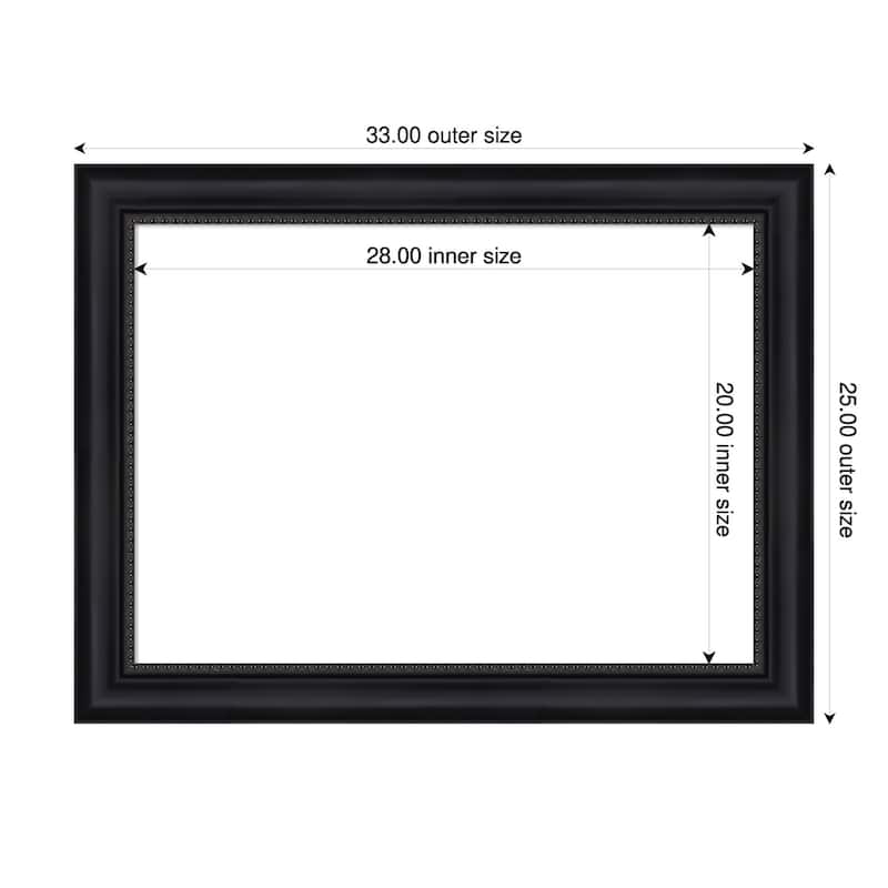 Amanti Art Astor Black Framed Dry Erase Magnetic Board - 33 x 25 in - Astor Black