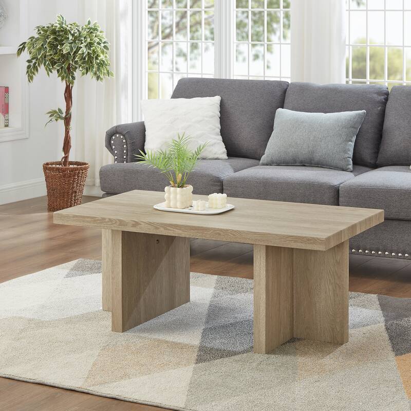 Roundhill Furniture Mchome Contemporary Coffee Table - Oak Finish