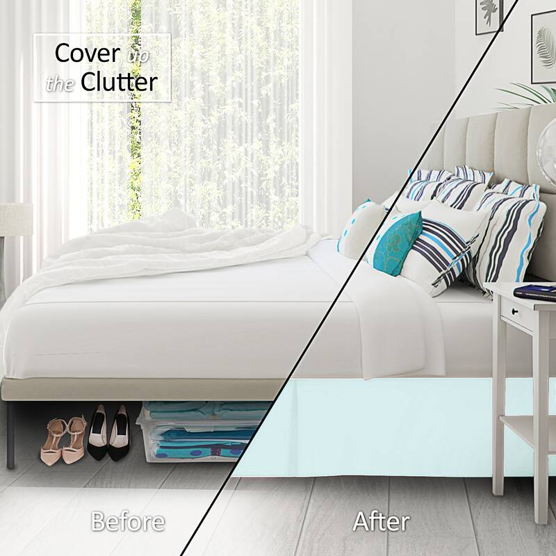 Clara Clark Pleated Bed Skirt-14 inch Tailored Drop - Soft Double Brushed Premium Microfiber Ruffle Bed Skirt - Includes 8 Pins