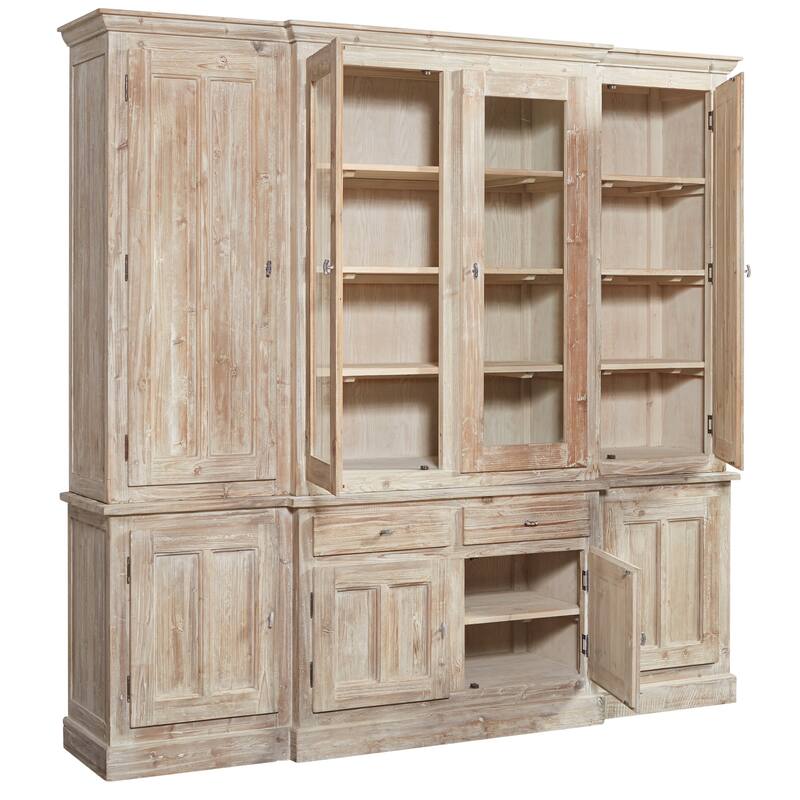 Wainscott Reclaimed Pine Shabby Chic 91-inch Display Cabinet