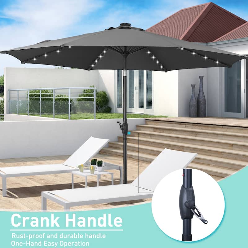 Ainfox 10ft Patio Umbrella with Lights Outdoor Solar Umbrella