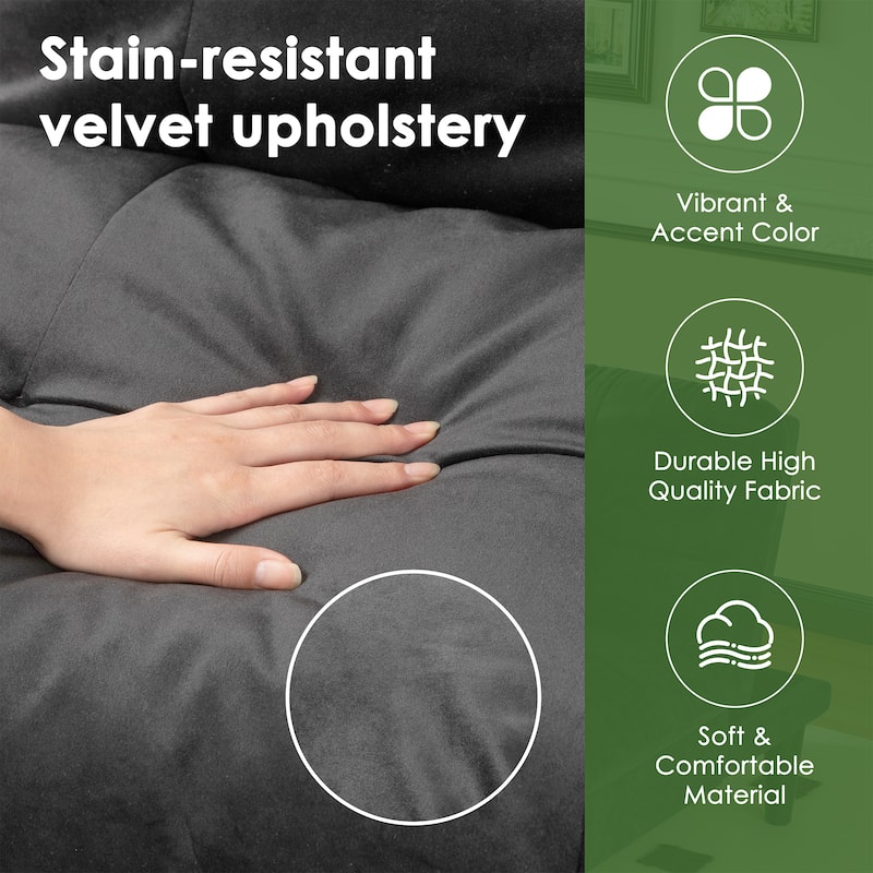 60'' Velvet Futon Sofa Bed with Adjustable Backrest