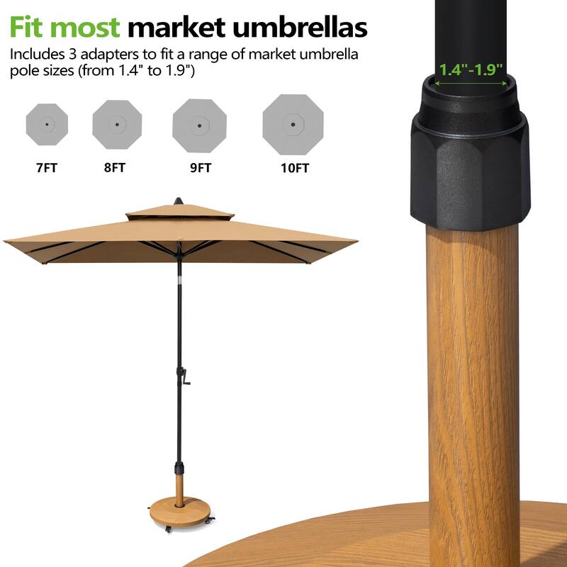 40/55lbs VredHom Round Market Umbrella Base Concrete With Wheels