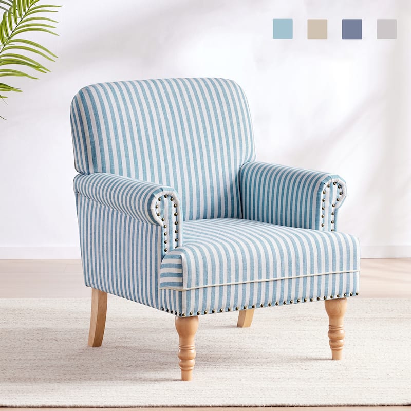 Upholstered Accent Sofa Linen Club Chair with Legs for Living Room