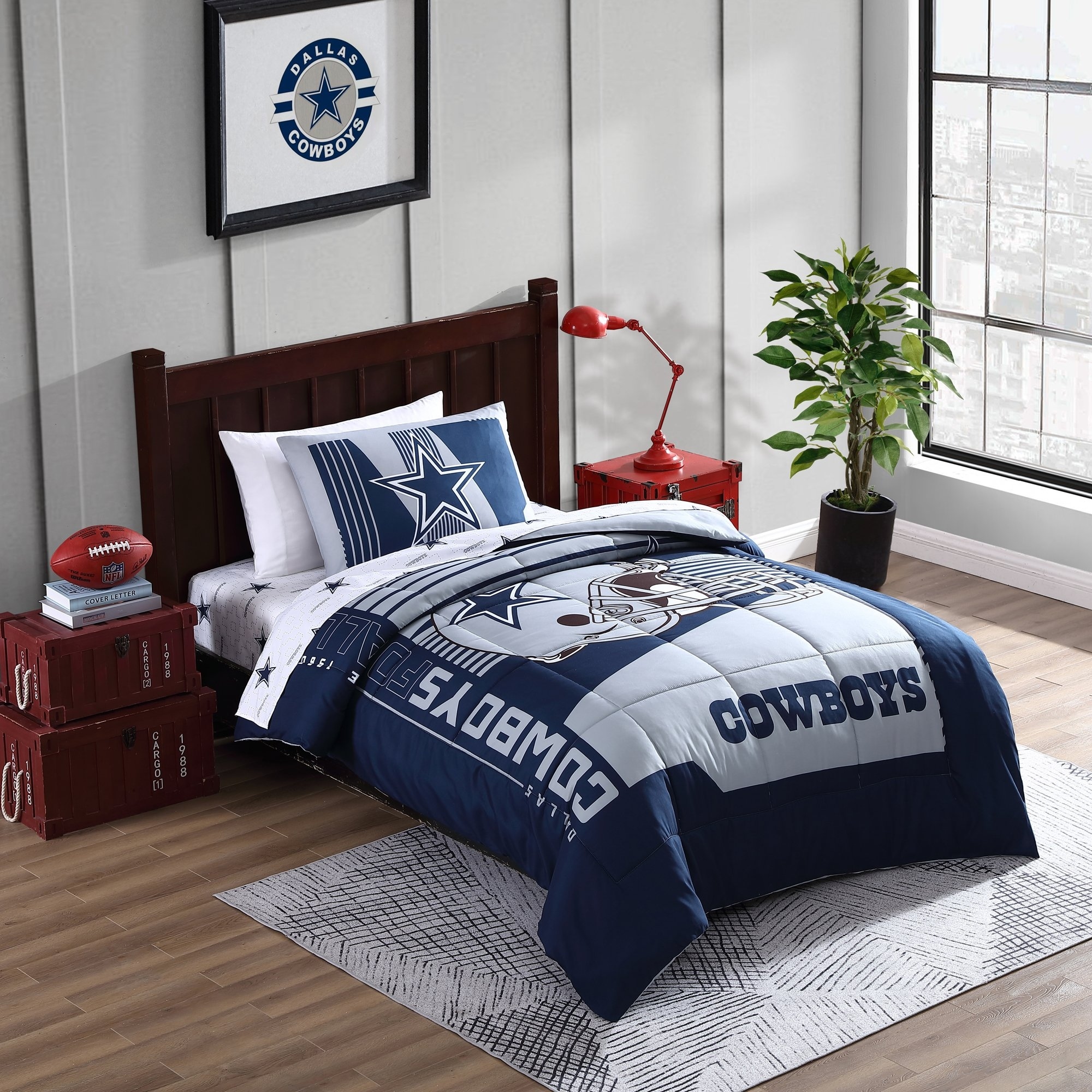 2 Pc TWIN Size Printed Comforter/Sham Set Dallas Cowboys 