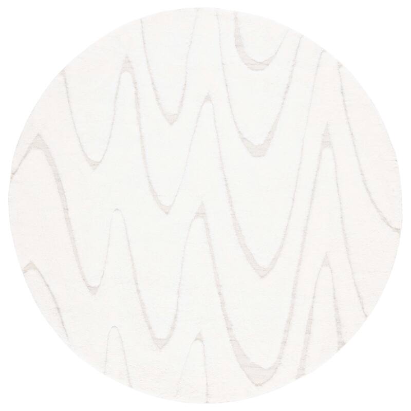 SAFAVIEH Handmade Manhattan Alberdine Modern Wool Rug - 6' Round - Ivory/Beige