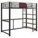 preview thumbnail 6 of 11, Twin Size Loft Bed with Bulit-in Desk and Basketball Hoop, Metal Loft Bedframe Playhouse Bed with Storage Shelves for Kids