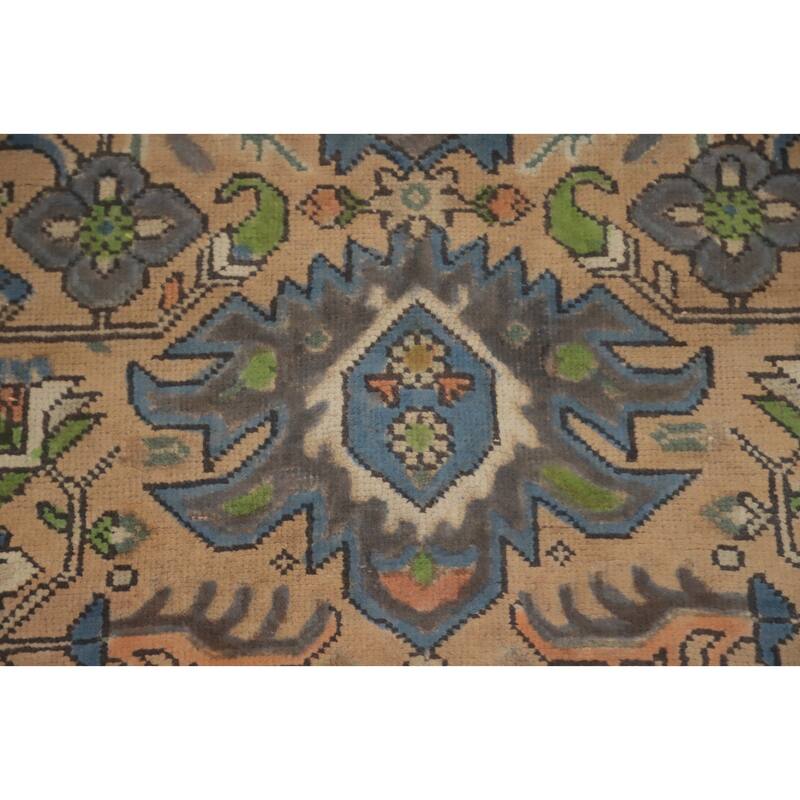 Hand Knotted Oriental 100% Wool Carpet Traditional Floral Peach Tabriz Area Rug - 11' 9'' X 8' 10''