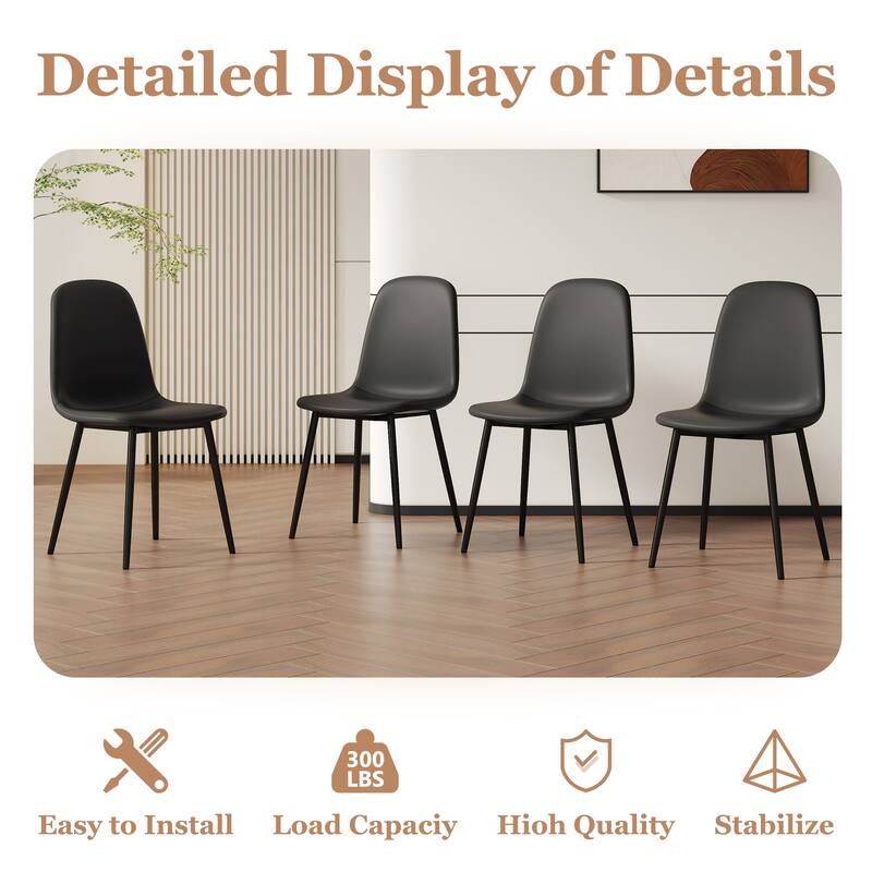 Modern Dining Table Set with Marble Pattern Top, O-Shaped Legs, Waterproof Cat Paw Leather Chairs, Non-Slip Feet