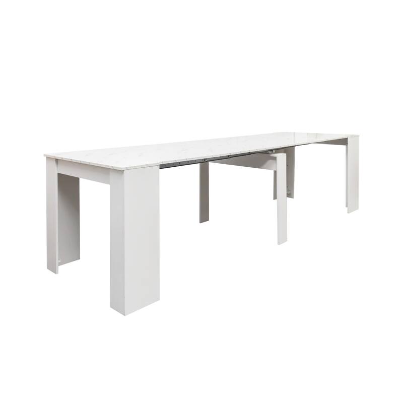 118.11" Multifunctional Extendable Rectangular Console Dining Table