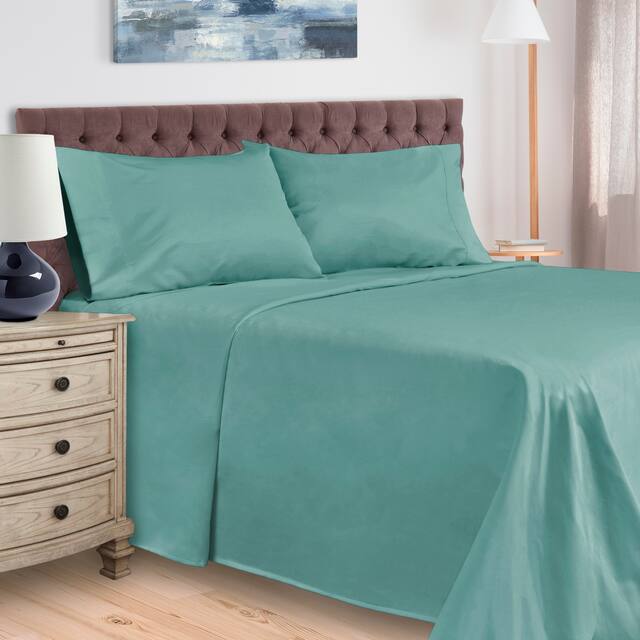 Egyptian Cotton 400 Thread Count Solid Bed Sheet Set by Superior - Twin XL - Teal