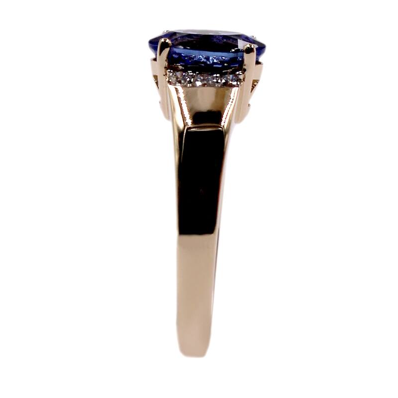 14K Yellow Gold 9x7mm Oval Tanzanite, Diamond Solitaire Ring