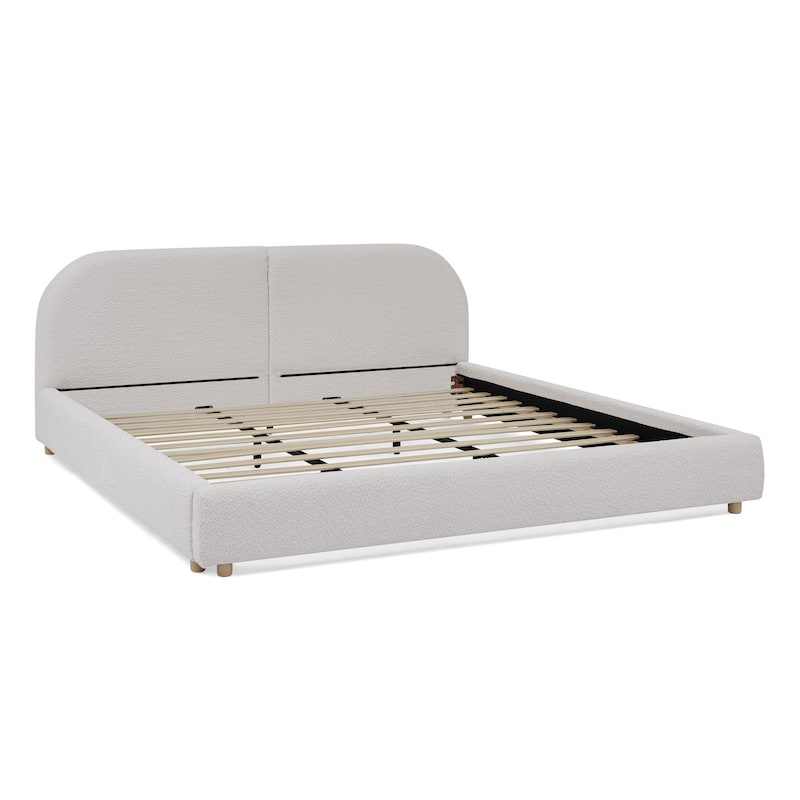 King Size Upholstered Bed Frame with Tall Headboard